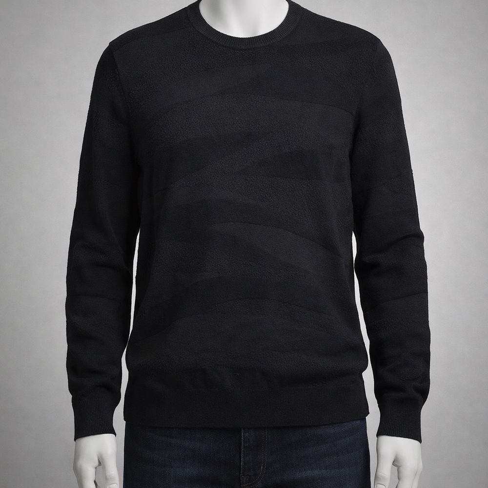 Alfani Black Textured Crewneck Sweater Men’s Size L 100% Cotton